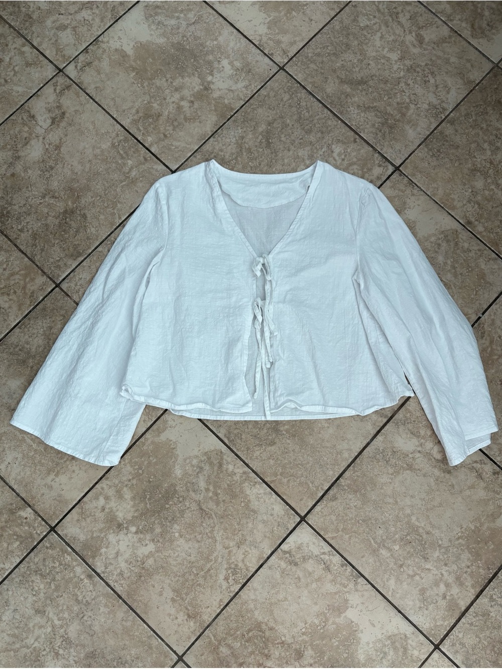 Women's White Tie-Front Lightweight Top